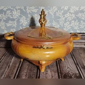 Rare SIGNED Vintage Victoria Loma Studio Pottery Covered Dish 1970s T